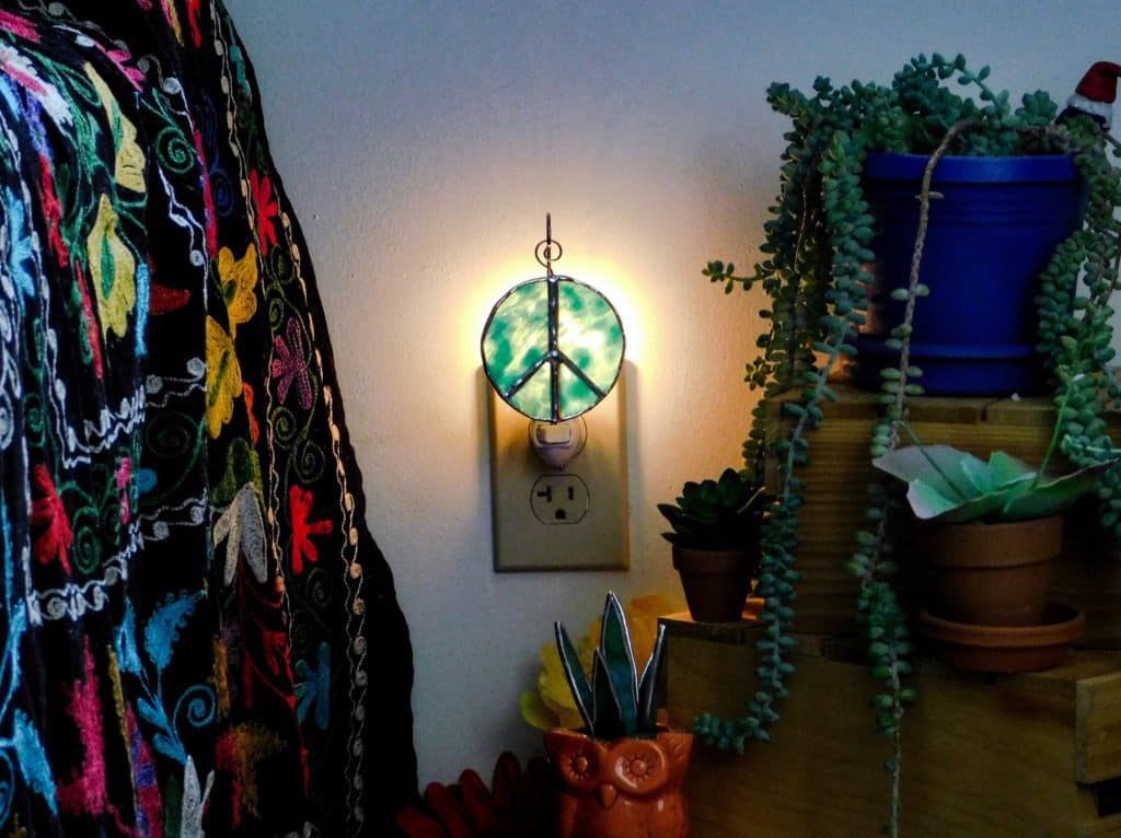 Peace Sign Stained Glass Suncatcher Ornament Nightlight - Image 4