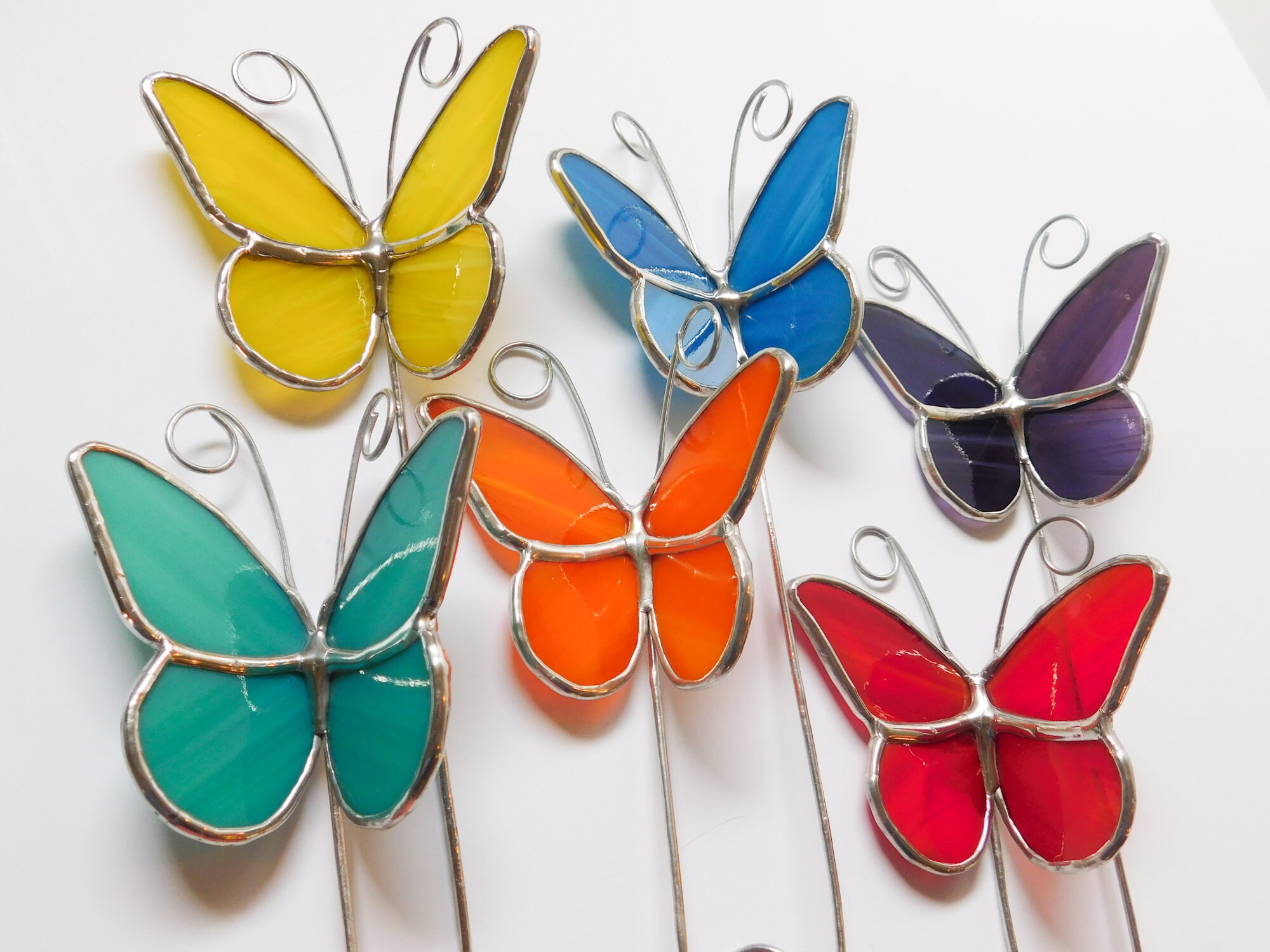 Lead Free Stained Glass Butterfly Plant Stake - Image 3