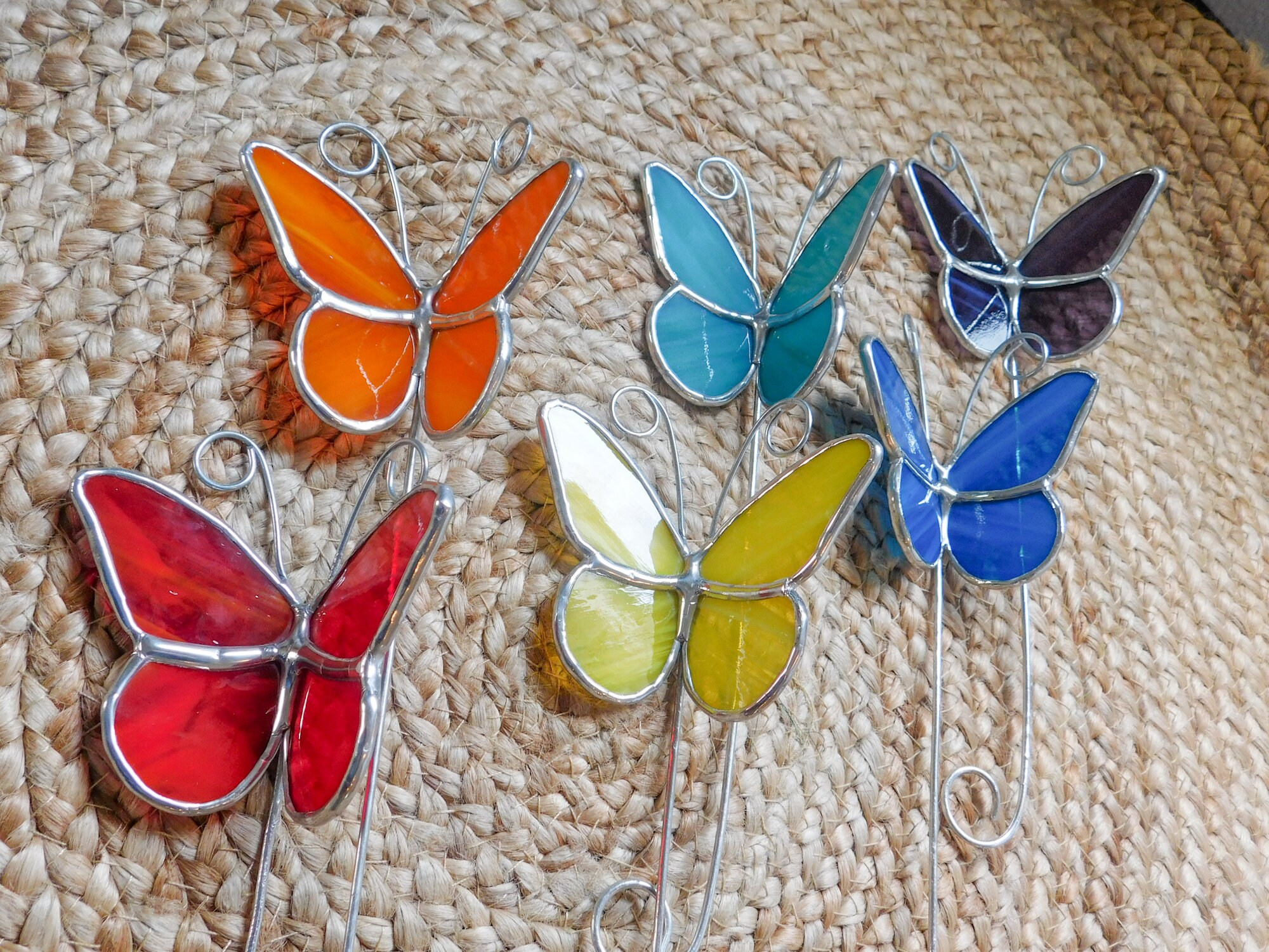 Lead Free Stained Glass Butterfly Plant Stake - Image 6