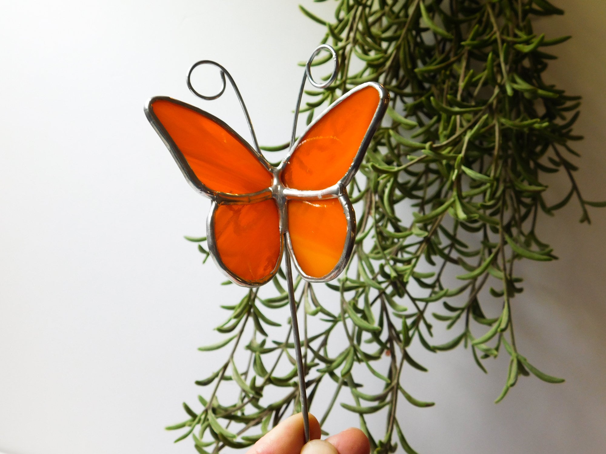 Lead Free Stained Glass Butterfly Plant Garden Stake Mountain Woman Products