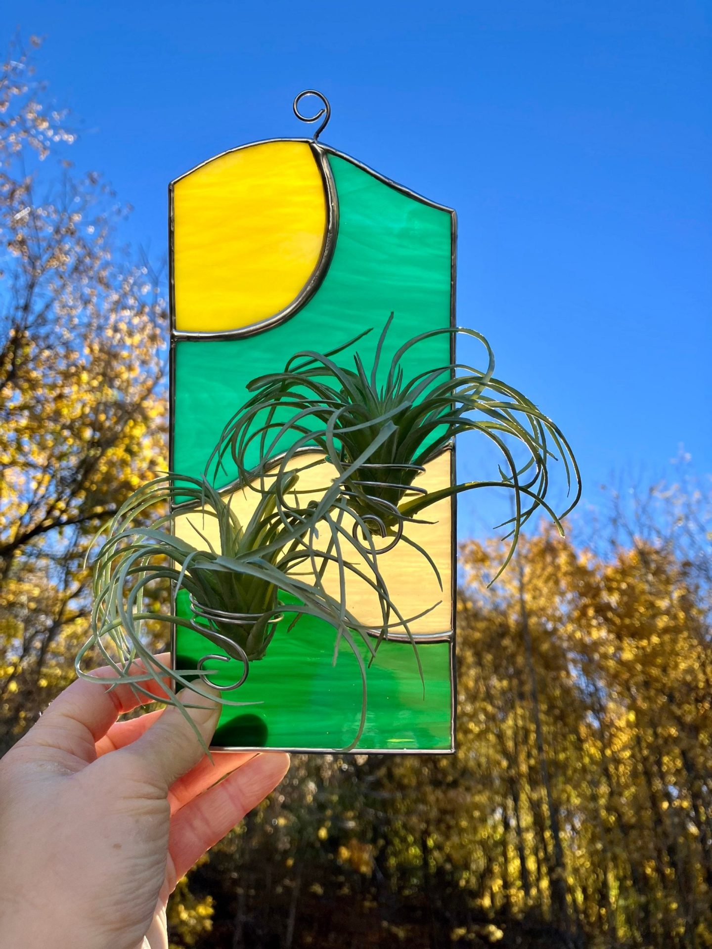 Double Air Plant Holder Stained Glass Lead Free - Image 2