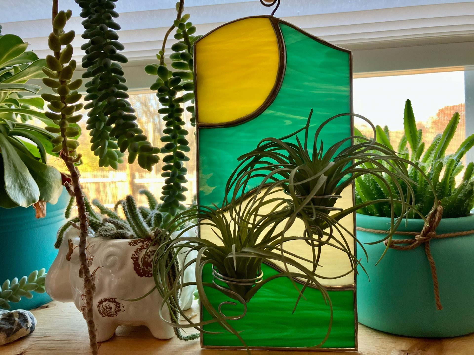 Double Air Plant Holder Stained Glass Lead Free - Image 3