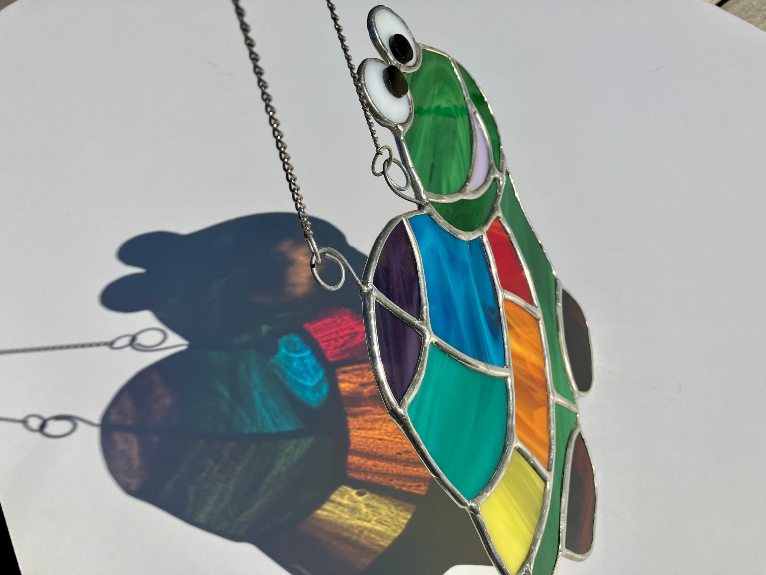 Rainbow Turtle Suncatcher Lead Free Stained Glass - Image 2