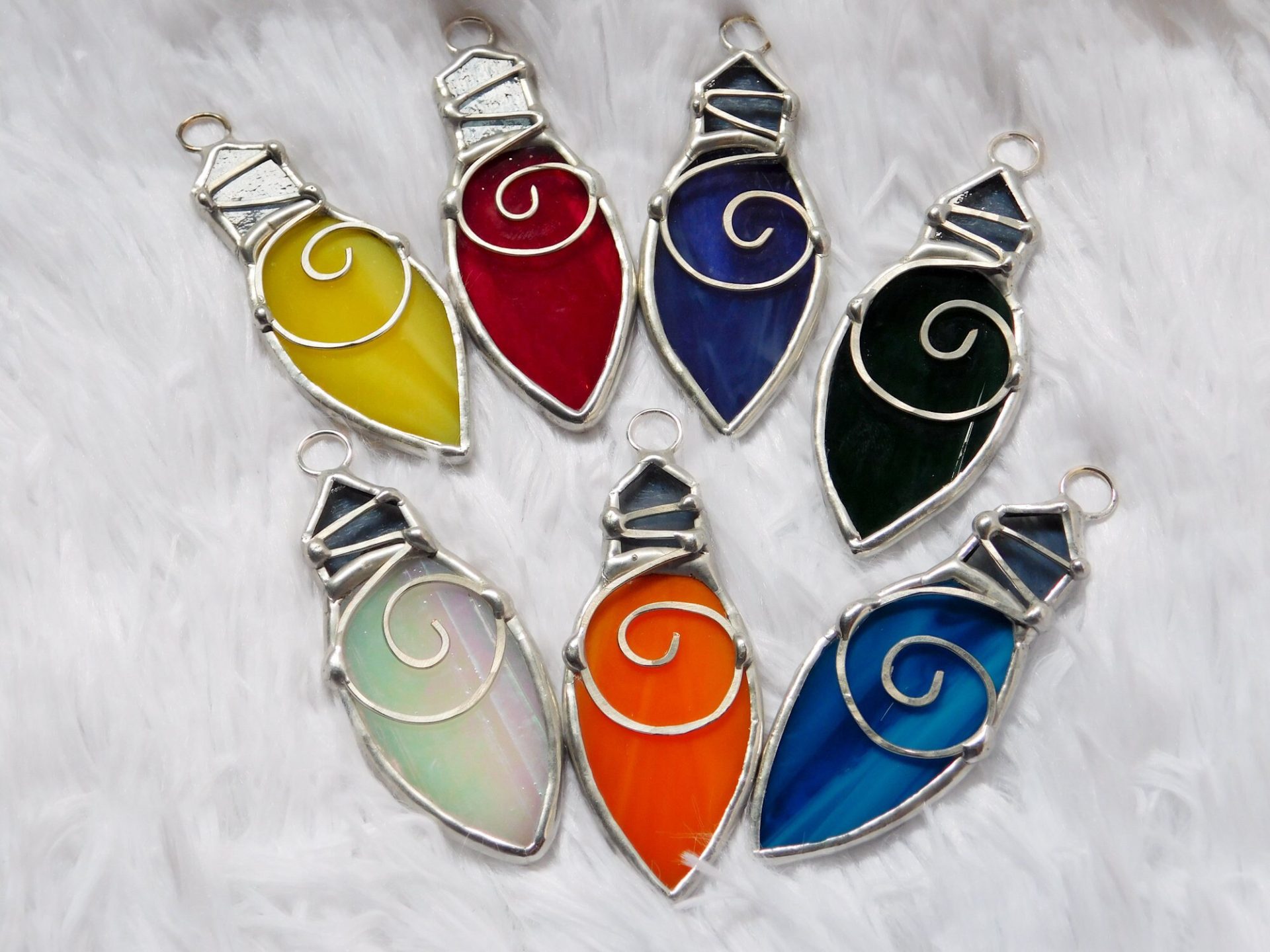 Christmas Light Bulb Ornaments Set of 7 - Image 2
