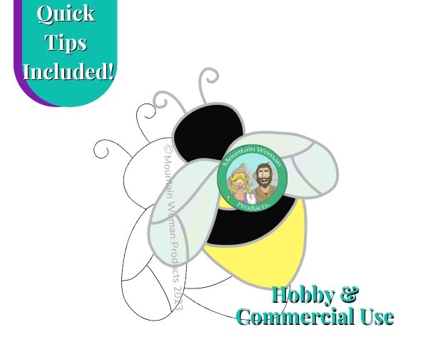 Simple Bee Stained Glass Pattern Black & Yellow Mountain Woman Products Hobby or Commercial Use