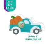 fall pumpkin truck pattern for Stained Glass with vintage aqua turquoise and white truck with pumpkin in the bed Mountain Woman Products Commercial Use