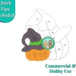 pumpkin with witch hat halloween stained glass pattern mountain woman products