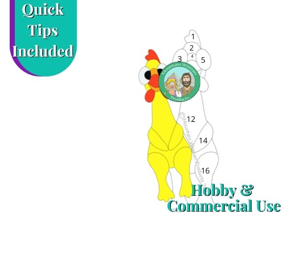 Rubber Chicken Stained Glass Pattern Yellow and Red Mountain Woman Products
