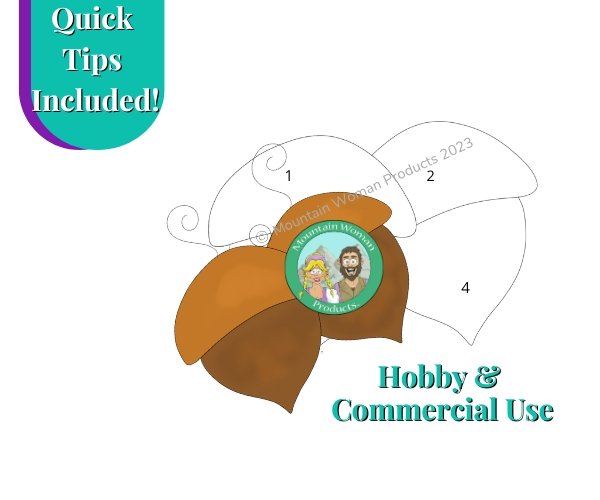 Double Acorn Stained Glass Pattern Hobby or Commercial Mountain Woman Products