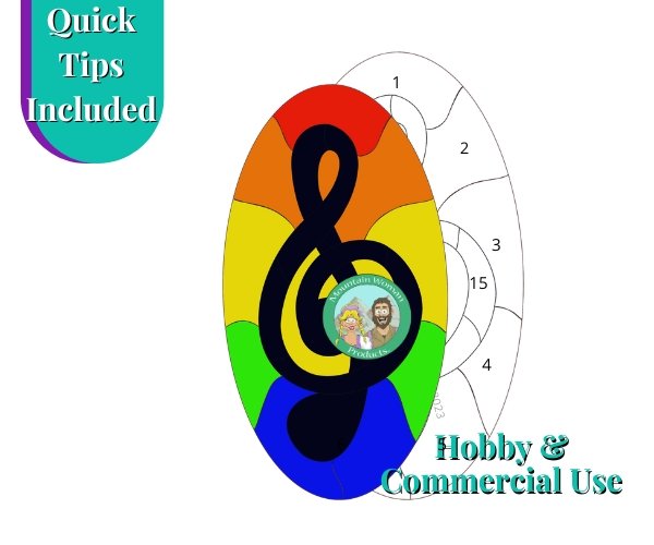 Treble Clef Stained Glass Pattern with rainbow swirls Mountain Woman Products