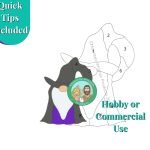 wizard gnome with charcoal hat and cloak stained glass commercial pattern Mountain Woman Products