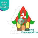 Gingerbread House Christmas Stained Glass Pattern with candy window and multi colored roof Mountain Woman Products