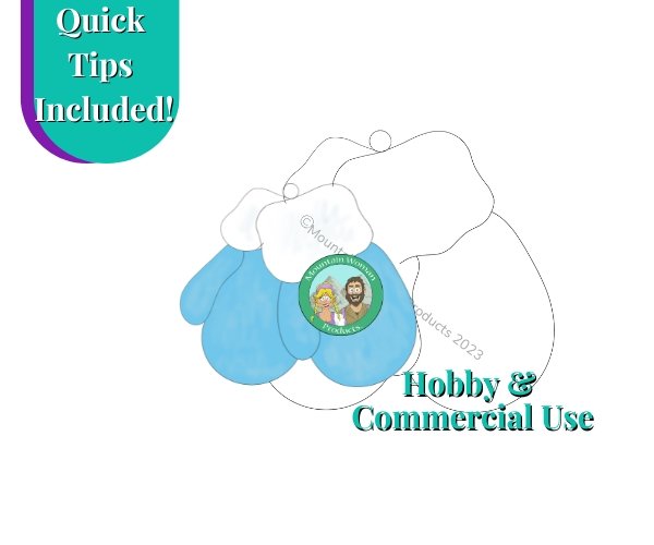 Mittens Stained Glass Pattern Blue White Mountain Woman Products