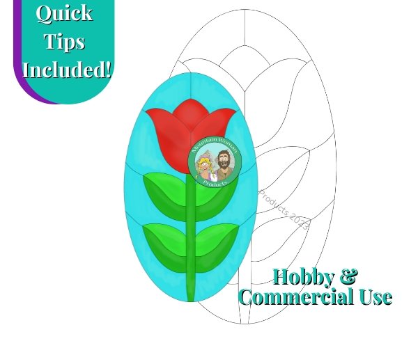 Tulip Oval Stained Glass Pattern Mountain Woman Products