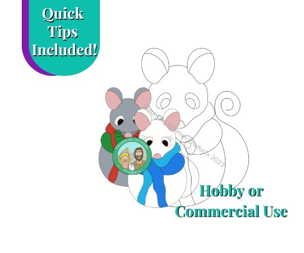 Christmas winter stained glass mouse pattern with scarf Mountain Woman Products