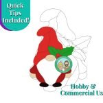 Holly Gnome Stained Glass Pattern with red hat and outfit and holly on hat Mountain Woman Products