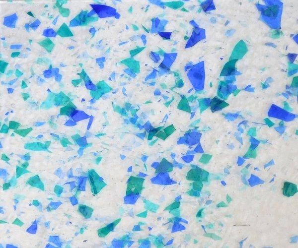 Designer Blue Aqua Fracture Stained Glass Sheet Mountain Woman Products