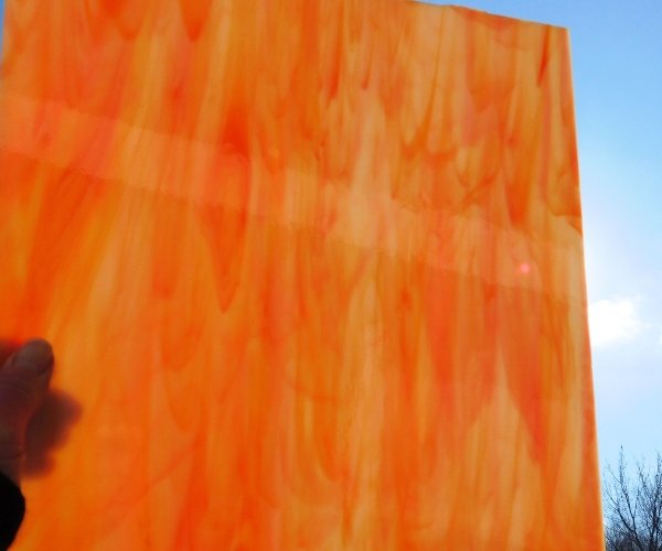 Oceanside White & Orange Opal Stained Glass Sheet Sunlight Mountain Woman Products