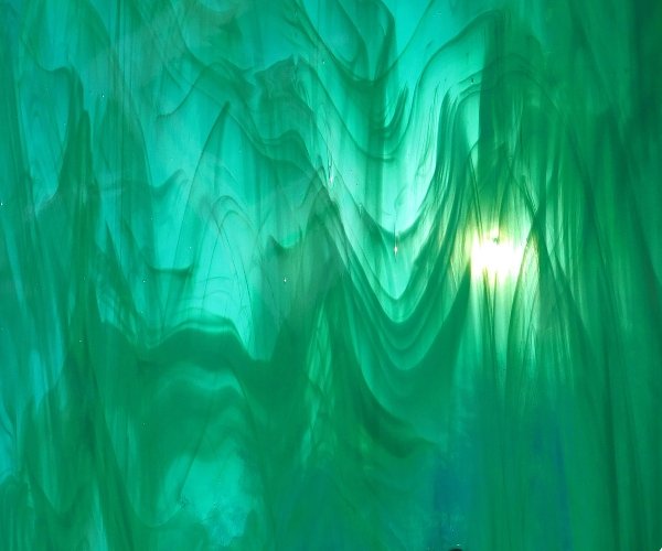 Oceanside Teal Green & White Stained Glass Sheet in the sunlight Mountain Woman Products