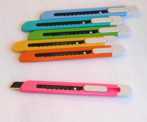 craft knife in fun aqua blue green yellow orange and pink Mountain Woman Products