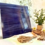 Oceanside Light Grape stained glass sheet 843-82S-F with plant