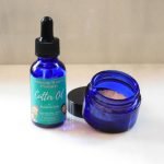 Cutter Oil for Stained Glass in cobalt blue & Jar with sponge Mountain Woman Products