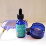 Cutter Oil for Stained Glass in cobalt blue & Jar with sponge and purple glass cutter Mountain Woman Products