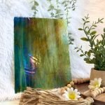 Wissmach Iridized Dark Green Stained Glass Sheet with plant and daisy Mountain Woman Products