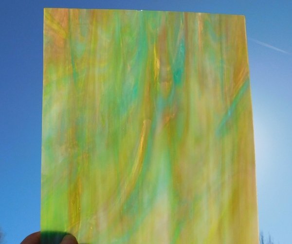 Wissmach Purple Yellow Green Blue & White Stained Glass Sheet Shining in the Sunlight Mountain Woman Products