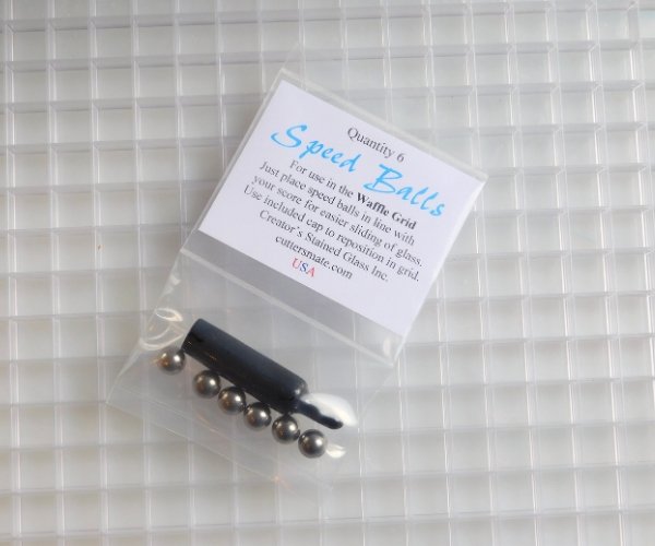 Creator's Speed Balls on a waffle grid in package with removal tool Mountain Woman Products