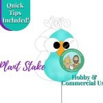 Weirdo Warbler Bird Plant Stake for Stained Glass with aqua colored bird Mountain Woman Products