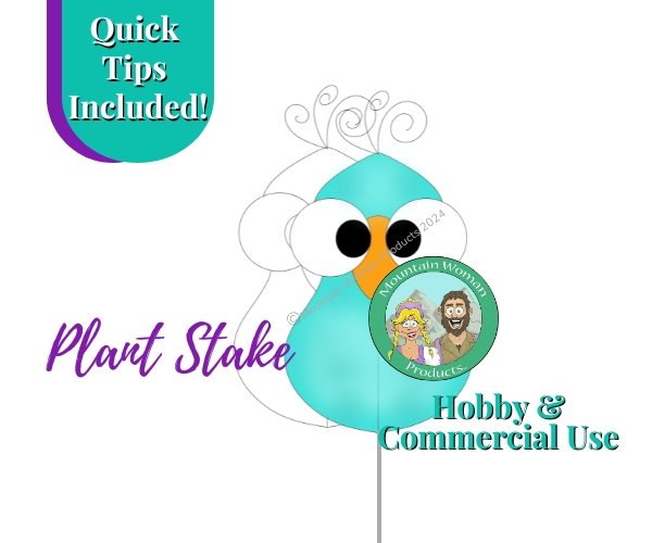 Weirdo Warbler Bird Plant Stake for Stained Glass with aqua colored bird Mountain Woman Products