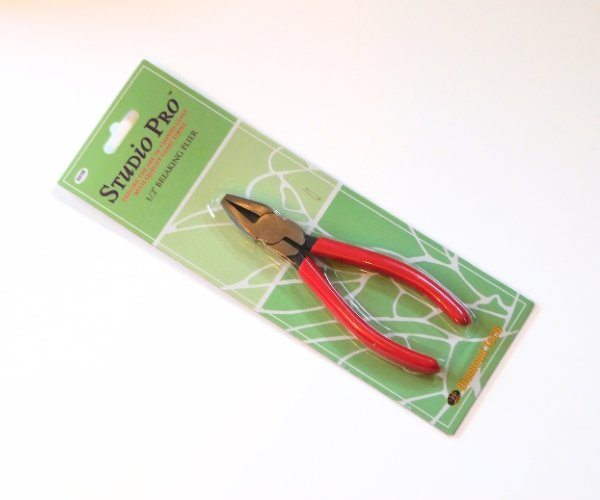 Studio Pro Breaking Pliers for Stained Glass with red soft grip handles in packaging Mountain Woman Products