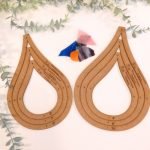 Teardrop Layout Frame Jigs Set for Stained Glass with glass scraps in background Mountain Woman Products