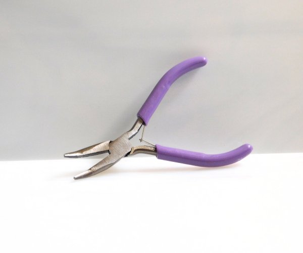 Bent nose pliers with purple handles for stained glass wire Mountain Woman Products