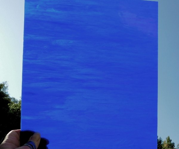 Designer Dark Blue White Wispy Opal Stained Glass Sheet - Image 4