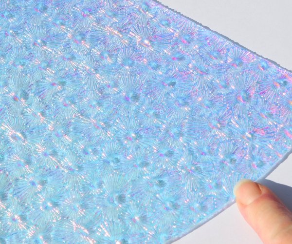CBS Dichroic Rainbow 1 Thin Florentine Clear Stained Glass Sheet - Image 3