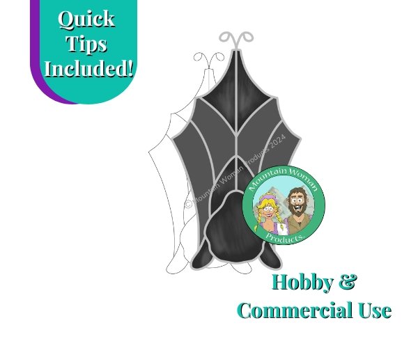 upside down hanging bat suncatcher for halloween black & charcoal grey commercial use pattern Mountain Woman Products