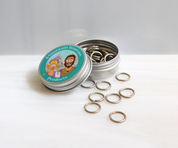 Jump ring hangers for stained glass in a screw top tin Mountain Woman Products