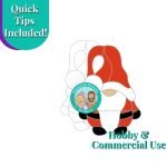 Santa Gnome Stained Glass Pattern Mountain Woman Products Red suit black shoes belt and gloves with red outfit and white beard hobby or commercial use