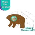 Bear stained glass suncatcher pattern side view brown Mountain Woman Products