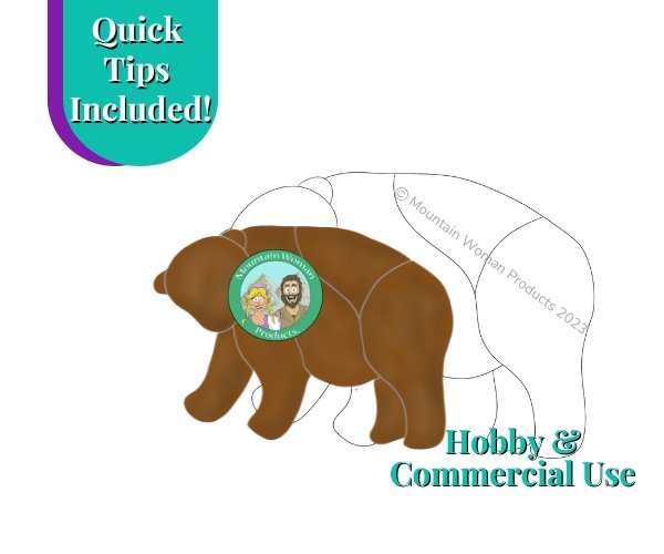 Bear stained glass suncatcher pattern side view brown Mountain Woman Products