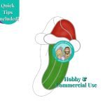 christmas pickle stained glass pattern with a red santa hat Mountain Woman Products