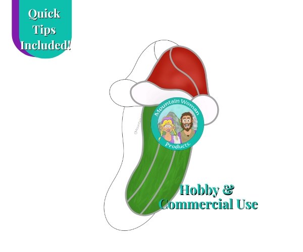christmas pickle stained glass pattern with a red santa hat Mountain Woman Products