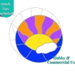 Sun Cloud Moon Stained lGlass Pattern with blue moon yellow sun with purple and orange rays and white cloud Mountain Woman Products