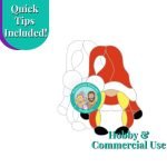 Christmas Girl Gnome Mrs Claus Stained Glass Suncatcher Pattern with red outfit and blonde hair Mountain Woman Products