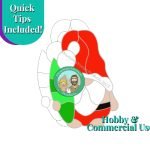 Santa Surfer Gnome Stained Glass Pattern with red swimming suit and green surfboard Mountain Woman Products