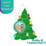 Vintage Christmas Tree Stained Glass Pattern Green with colored lights Mountain Woman Products
