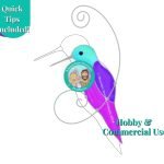 Simple Hummingbird on a Wire Stained Glass Pattern with aqua purple and pink Mountain Woman Products