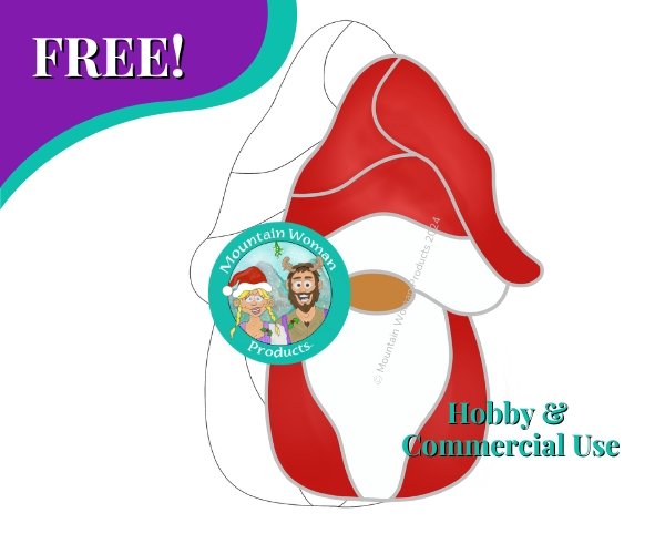 Simple Santa Gnome Stained Glass Pattern Free red hat with white trim white beard and red outfit Mountain Woman Products